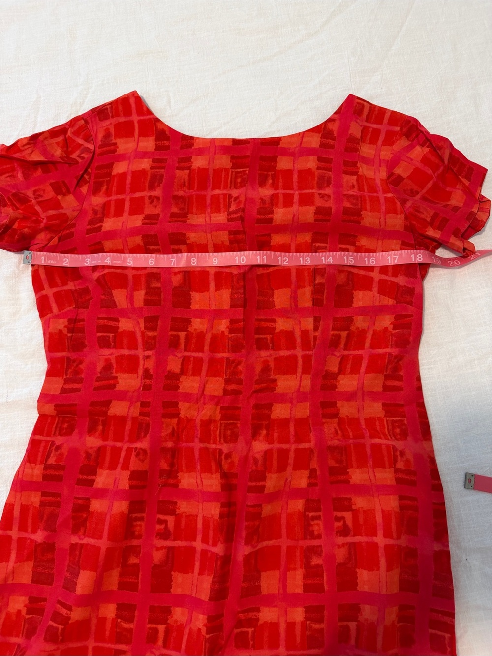 Vintage 90s Y2K Artsy Tomato Red Rayon Italian Summer Resort Dress Size 8 - Picture 10 of 13